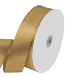 KMER LIFE 1-1/2" Wide x 100 Yards Solid Color Dark Gold Satin Ribbon, Fabric Satin Ribbon for Gift Wrapping, Wreath, Wedding Party Decoration and Other Sewing Projects (Champagne Gold)
