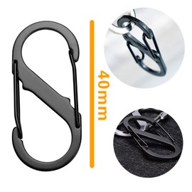 SZXMDKH Pack of 25 S Carabiners - Metal Double Carabiner - 8 Shaped Carabine Hooks for Hiking, Camping, Home