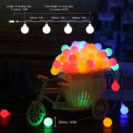 Tomshine Globe String Lights Mains Powered Outdoor Fairy Lights Multi-Color 8 Modes Waterproof with Remote Control for Party Living Room Bedroom Patio Garden (13M 100LED)