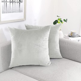 AMEHA Christmas Cushion Covers 45 x 45 cm 2 Pack Velvet Square Throw Pillow Cases Decorative White Cushion Cover for Sofa Bedroom Couch Living Room with Invisible Zipper (18 x 18 Inch)