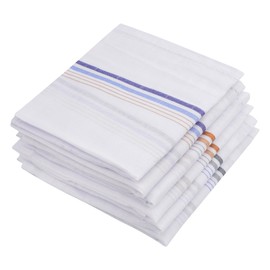 Namaste Trends 100% Cotton Mens Handkerchiefs - 16'' x 16'' Pocket Square Hankies for Wedding, Business or Daily Use' (6, White Design 2)