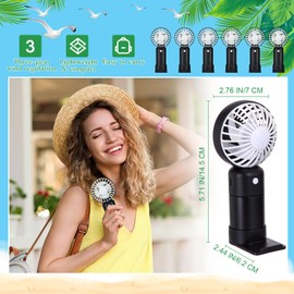 Woanger 30 Pcs Mini Handheld Fan Bulk 3 Speeds USB Handfans Electric Eyelash with Base Battery Operated Small Portable Desk Fan for Wedding Travel Camping (Black)