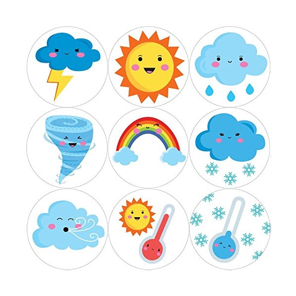 144 Cute Weather 30 mm Reward Stickers for School Teachers,
