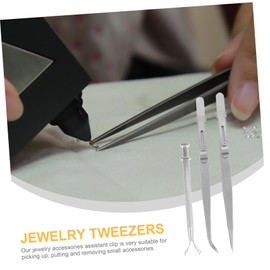 Hohopeti Stainless Steel Jewelry Tweezers Heavy Duty Tool Metal Stamp Tweezers Nipper for Precision Work for