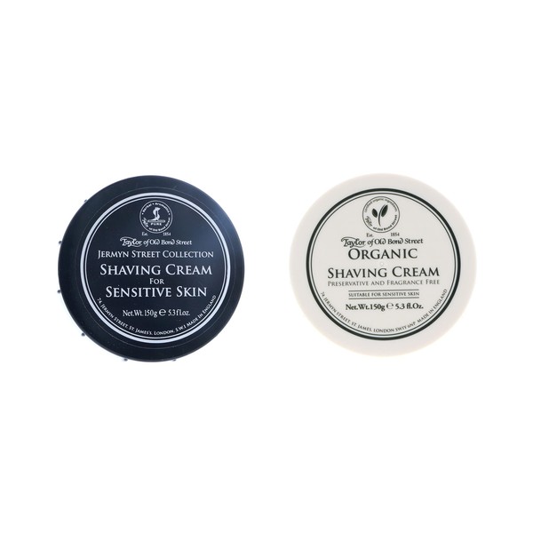 Taylor of Old Bond Street Shave Cream - 2 Pack 5.3 0z Each Choose Your Scents! (Natural and Jermyn Street Sensitive Skin)