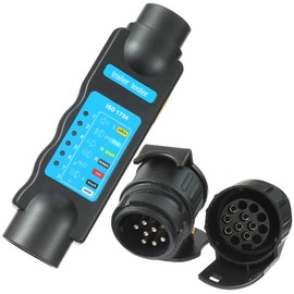 Eacalyc Trailer Tester 7-Pin Trailer Tester for Trailer Lighting 7-Pin 12V Tester Trailer Socket Trailer Diagnostic Tester 7-Pin with Adapter for Caravans Lorries Trailers