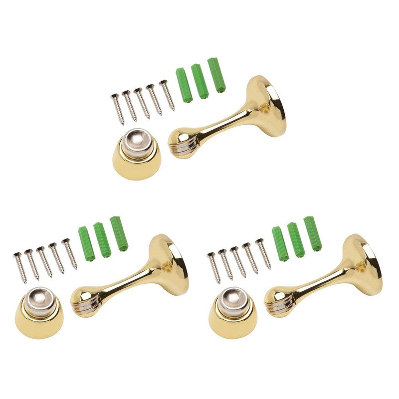 Magnetic Door Stop 3in. Catch Protects and Holds Premium-Grade (3-Pack,