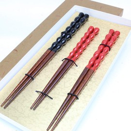 Wakasa Nuri Tamanoren, Parent-child Chopsticks (Red Kids), Celebration, Wedding Gift, Presentation Box, Gift Set