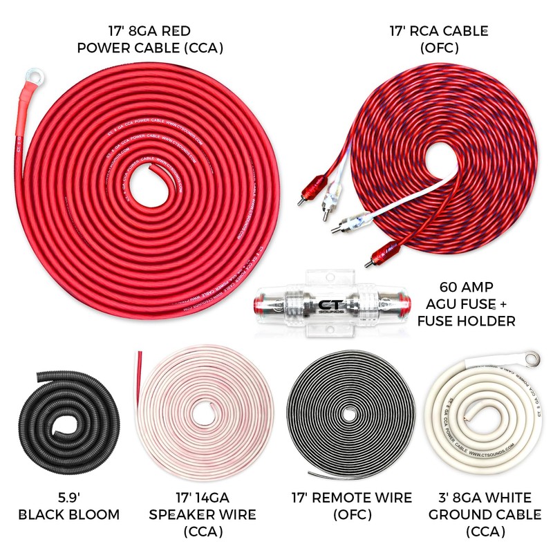 CT Sounds 8 Gauge CCA Complete Amp Wiring Install Kit,