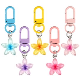 5pcs Cute Keychains for Women Flower Keychain Charms Colorful Transparent Resin Floral Kawaii Key Chains Accessories Car Key Chain Pendant Flowers Purse Charm Bag Charms for Handbags