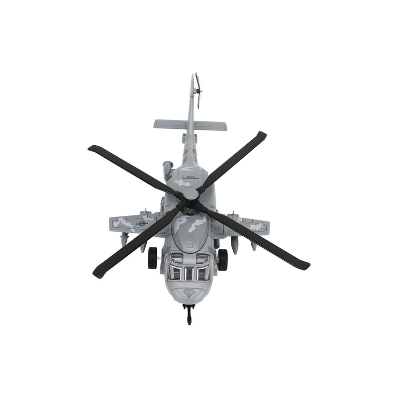 Diecast Metal Helicopter Model Sound Light Pullback Alloy Fighter Aircraft