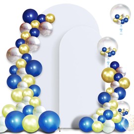 Set of 2 Arch Backdrop Cover, High Elastic Wrinkle-Resistant Arch Cover, Spandex Fabric Thick Opaque Round Top Chiara Backdrop for Wedding Birthday Baby Shower Garden Decor 6FT, 7.2FT, White