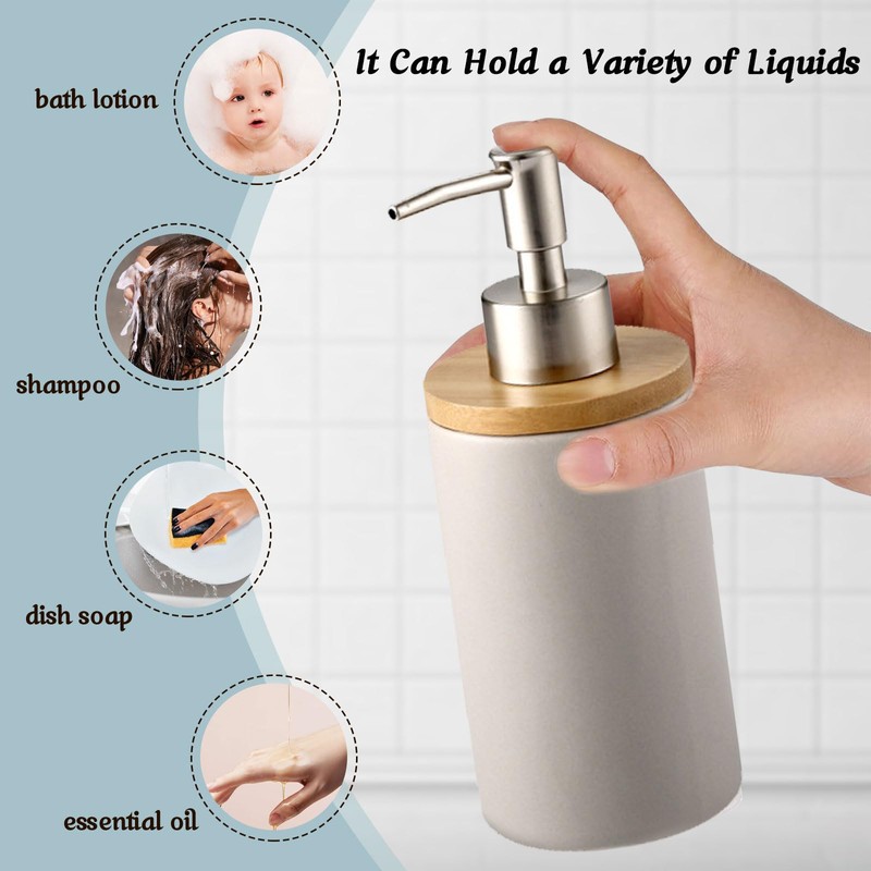 TOWEBOORY Ceramic Soap Dispenser, Pack of 2, 400ml/13oz Hand Soap