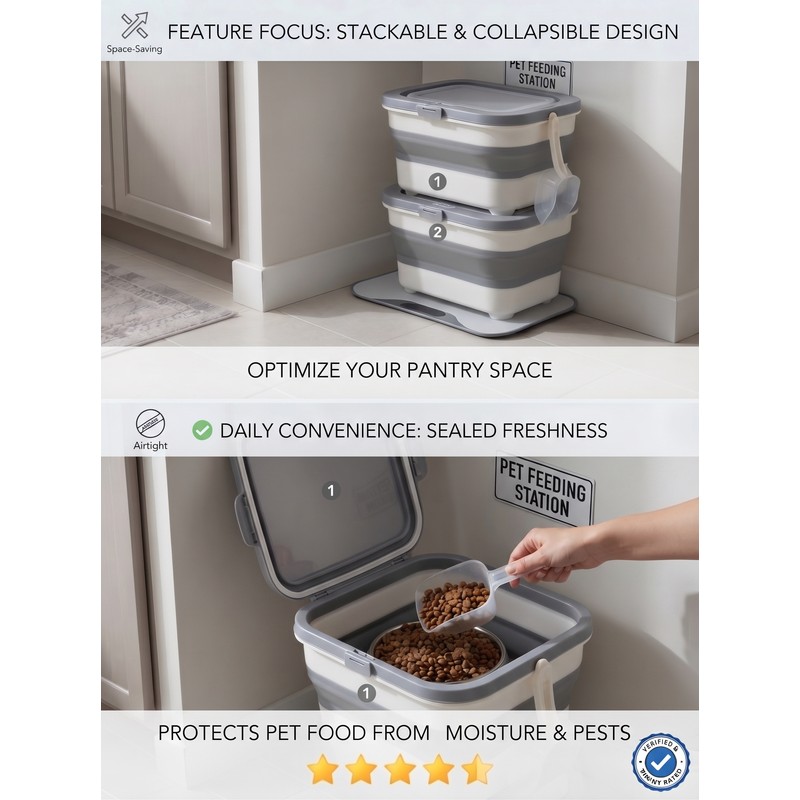 Collapsible Airtight Pet Food Storage Container – 20L Large Capacity