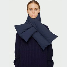 LumiSyne Down Scarf Winter Women Men Plain Duck Down Filling Waterproof Lightweight Neck Warmer Soft Warm Scarves Camping Hiking Skiing, navy blue