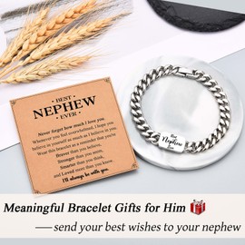 IKIATY Nephew Gifts from Auntie Uncle, Stocking Stuffers for Teens Adult, Teenage Boys Bracelet, Birthday Valentines Day Easter Basket Stuffers Christmas Graduation Gifts for Men Teen Boys Him