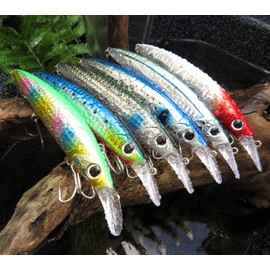 Blue Storm Lure, Sea Bass Lure, Fliramé, Floating Minnow, 110MD, 0.6 oz (19 g), Set of Tungsten Movable Center of Gravity, Blue Material, Magochi, ST-46 Triple Hook