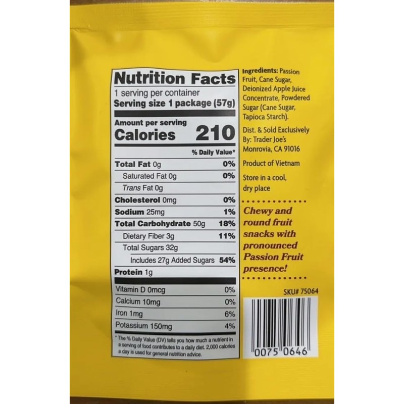 Generic Trader Joe's Passion Fruit Rounds Fruit Snacks Net Wt.