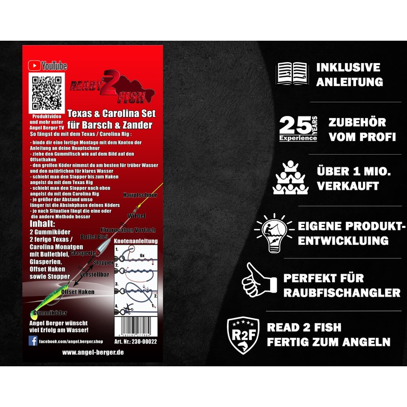 Angel-Berger Wild Devil Baits Texas Carolina Set Texas-Carolina Monatage Ready2Fish