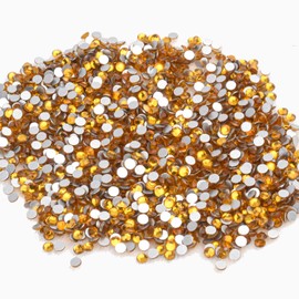 DIAO79NI Rhinestones 1440pcs SS4 Glass Nail Art Crystal Gold Flatback Gemstones for Crafts Nails Makeup Bags and Shoes Decoration（SS4, Gold）