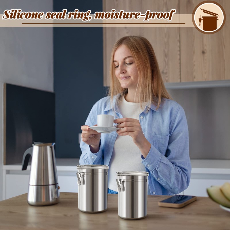 Lallisa 12 Pcs Stainless Steel Canisters 62 oz Stainless Steel