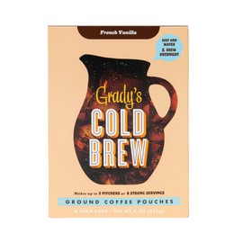 GRADY’S COLD BREW, French Vanilla, 100% Arabica Ground Coffee & Chicory Pouches, ONE Box with 4 Easy-to-Brew Bean Bags, Makes 12 drinks