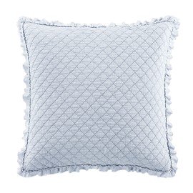 Brielle Home Ravi Stone Washed Solid Diamond Stitched Quilted Euro Sham, Euro, Light Blue