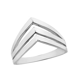 Claddagh Gold Women's 925 Sterling Silver Triple Chevron Ring V Shaped Band (Size 4)