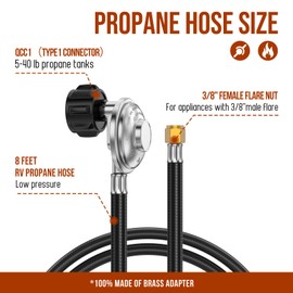 8 Feet Upgraded for Weber Hose and Regulator kit, for Hose and Regulator Kit, for Genesis 300 & Summit 400/600 Series, Spirit II, Genesis II 210/ LX 240, 400 Gas Grills, with 3/8" Female Flare Nut