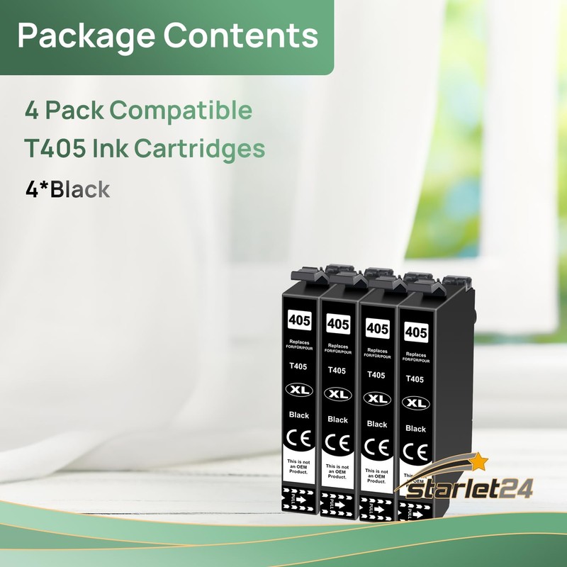 Starlet24 405XL Printer Cartridges Compatible with Epson 405XL Black for