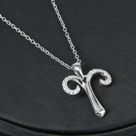 AoedeJ Women 925 Sterling Silver 12 Constellation Zodiac Sign Astrology CZ Pendant Necklace Birthday Gifts (Aries)