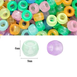 Pony Beads, 6 x 9 mm, Bright Colourful Beads with Large Hole for Jewellery, Bracelets, Necklaces, Keyring, Crafts, Pack of 500