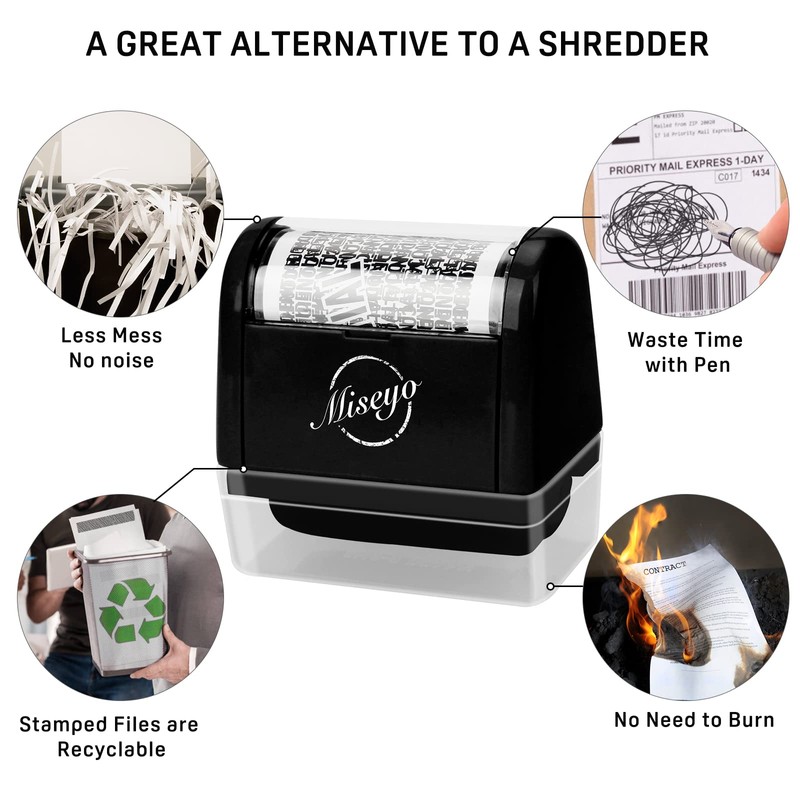 Miseyo Identity Theft Protection Roller Stamp Set - Black (Incleded