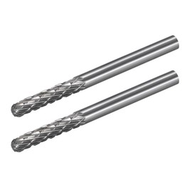 uxcell Tungsten Carbide Rotary Files 1/8" Shank, Double Cut Cylindrical Radius End Rotary Burrs Tool 3mm Dia, for Die Grinder Drill Bit Wood Soft Metal Carving Polishing, 2pcs