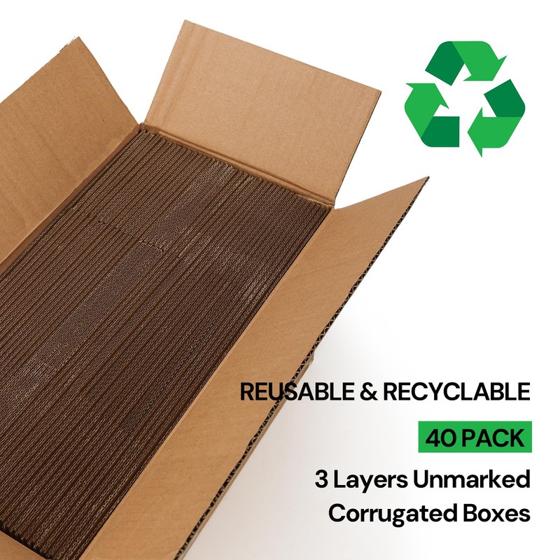 Rempry 40 Pack 9x4x3 Shipping Boxes Brown, Small Corrugated Cardboard
