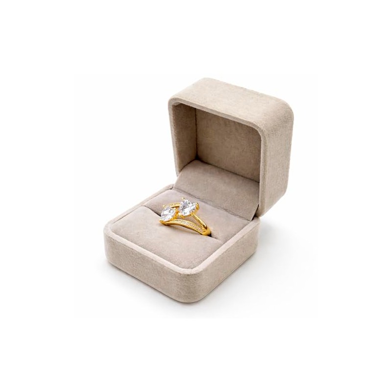 VENUS Anillos Compromiso Promesa Baño Oro 18k Ajustables, Mujer, Pareja,