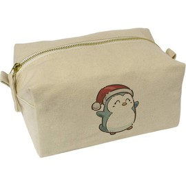 'Kawaii Penguin in Red Hat' Canvas Wash Bag/Makeup Case (CS00041973)