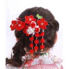Kyoetsu 753 A Shichi-Go-San Hair Ornament, 3 Years, 7 Years, Tsumami Zaiku (Traditional Japanese Craft), Set of 2, 07