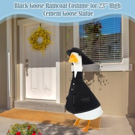 Cosblank Raincoat Goose Outfit Lawn Porch Goose Costume Cute Yard Clothes Black for 23'' High Cement Statue Patio Outdoor Garden Decoration