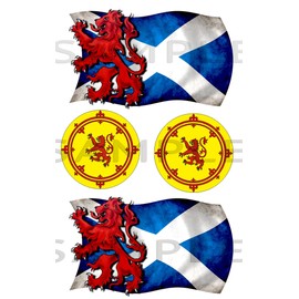 2 x Saltire with Rampant Lion 2 x round Rampant Lion