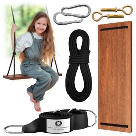 The Lion's Garden Swing with Tree Straps (32 cm Straps Carbonized Wooden Swing 17.7in)