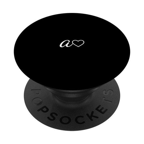 White Initial Letter A Heart Minimalist Black PopSockets Swappable PopGrip