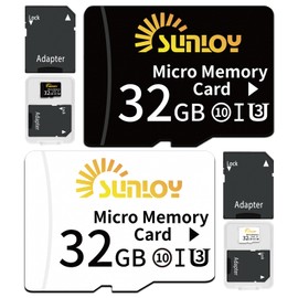 2 Pack 32GB Micro SD Card with SD Adapter, Up to 80MB/s, microSDHC UHS-I Flash Memory Card - C10, U3, V30, A1, Full HD, High Speed TF Card for Tablet, Drone, Phone, GoPro, Game Console