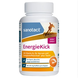 sanotact EnergieKick Tin (90 Capsules) • Energy Capsules as Energy Booster • Caffeine Tablets with Taurine & Vitamin B2 • Awakening for Fatigue & for More Energy • 100% Vegan