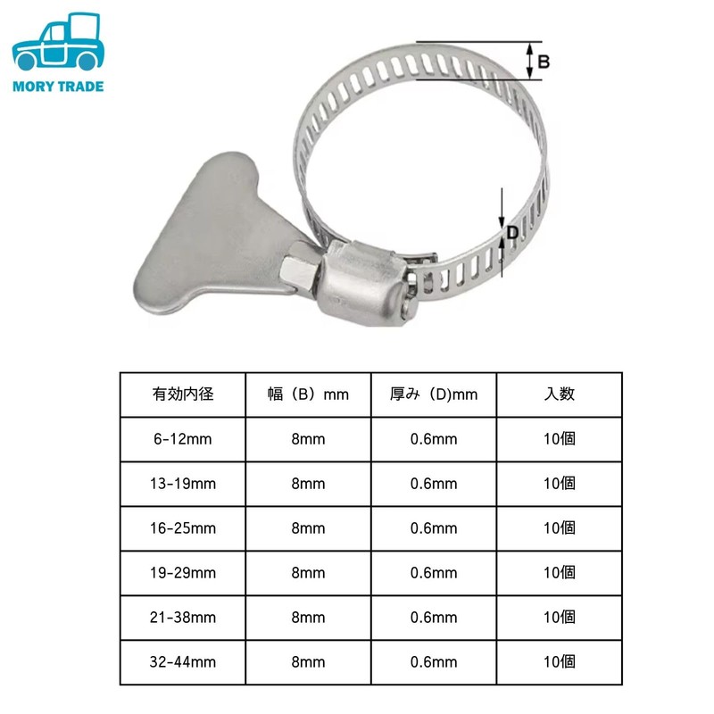 morytrade Hose Band, Stainless Steel, Hand Tighten, Hose Clamp, Drainage