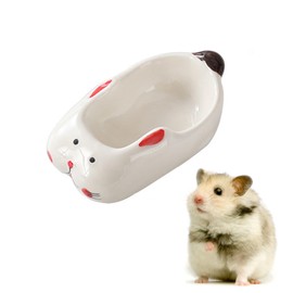 KnocKconK Hamster Food Bowl, Ceramic Rat Shape Water Bowl for Guinea Pig, Food & Water Bowls for Small Animals, Ceramic Feeding Drinking Dish for Gerbil Ferret Syrian Chinchilla (Rat Shape Bowl)