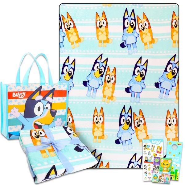 Bluey Fleece Blanket and Tote Bag Set - Bundle with