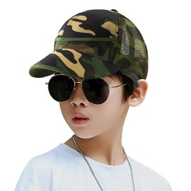 SIQITECH Baseball Cap, Kids, Camouflage, UV Protection, Hat, 3-9 Years Old, Breathable, Baseball Cap, Spring and Summer, Large, Sun Protection Hat, Going Out, Sports, Outdoors, Yellow-Green