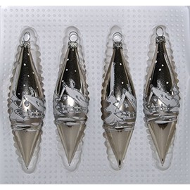 Jingle Bells Lauscha Christmas Tree Bauble Olive Antique Silver