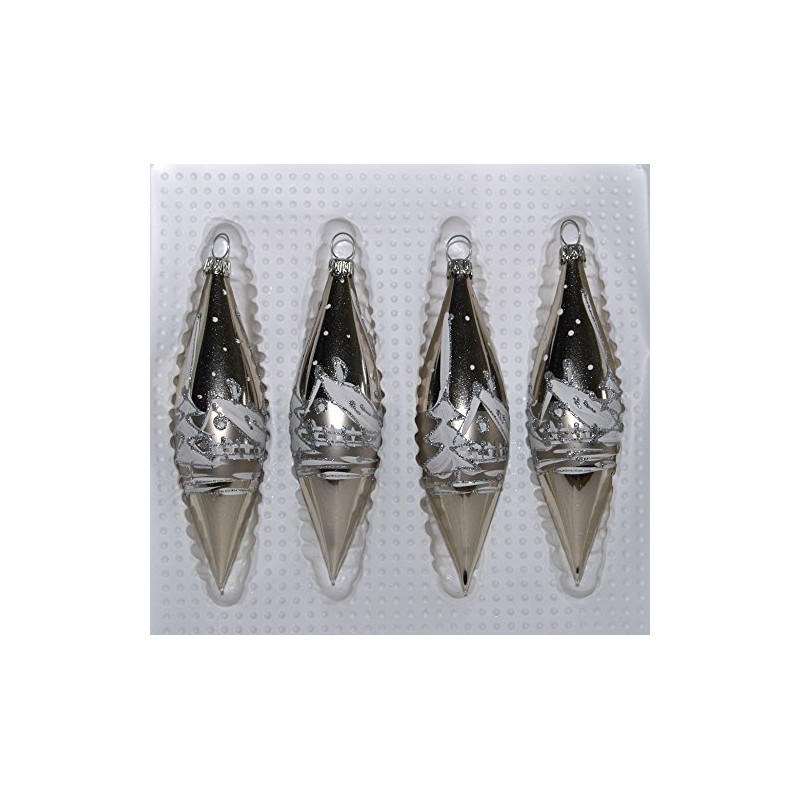 Jingle Bells Lauscha Christmas Tree Bauble Olive Antique Silver